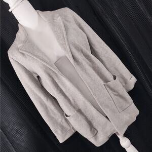 MAGASCHONI! DOVE GRAY WOOL BLEND OPEN CARDIGAN, STRUCTURED SWEATER JACKET! SZ S